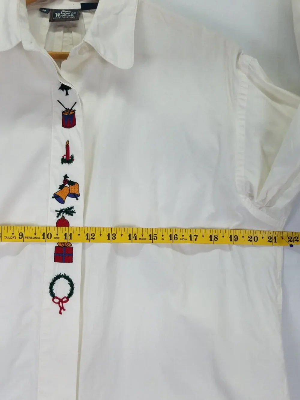 Vintage Woolrich Christmas Holiday Cotton Button Up Shirt Cream Medium
